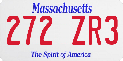 MA license plate 272ZR3