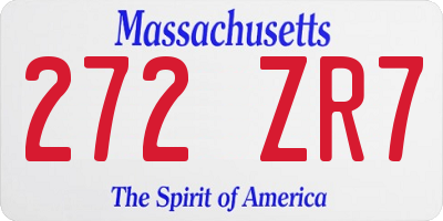 MA license plate 272ZR7