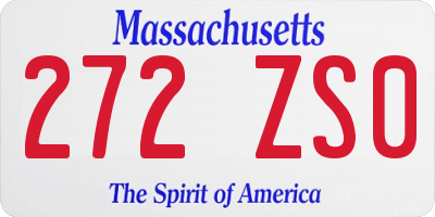 MA license plate 272ZS0
