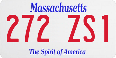 MA license plate 272ZS1