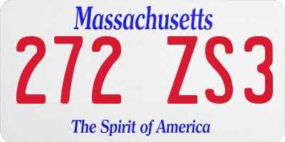 MA license plate 272ZS3
