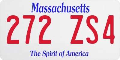 MA license plate 272ZS4