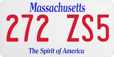 MA license plate 272ZS5