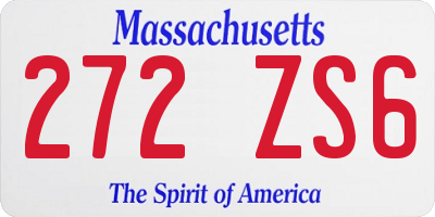 MA license plate 272ZS6