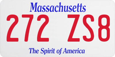 MA license plate 272ZS8