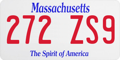 MA license plate 272ZS9