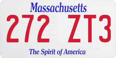MA license plate 272ZT3