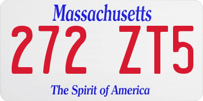 MA license plate 272ZT5
