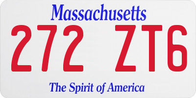 MA license plate 272ZT6