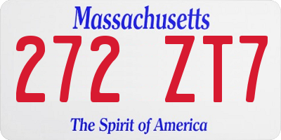 MA license plate 272ZT7