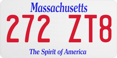 MA license plate 272ZT8