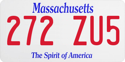 MA license plate 272ZU5