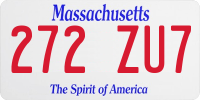 MA license plate 272ZU7