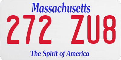MA license plate 272ZU8