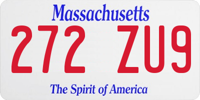 MA license plate 272ZU9