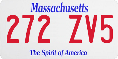 MA license plate 272ZV5