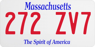 MA license plate 272ZV7