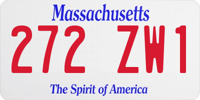 MA license plate 272ZW1