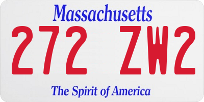 MA license plate 272ZW2