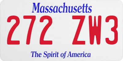 MA license plate 272ZW3