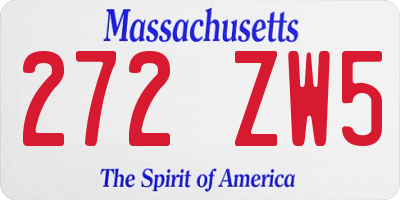 MA license plate 272ZW5