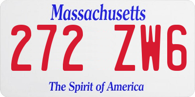 MA license plate 272ZW6