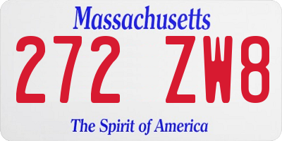 MA license plate 272ZW8