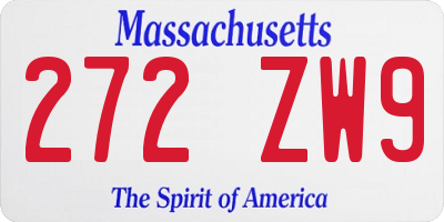 MA license plate 272ZW9