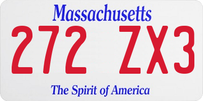 MA license plate 272ZX3