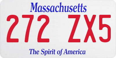 MA license plate 272ZX5