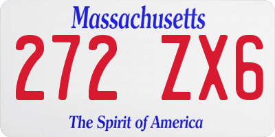MA license plate 272ZX6