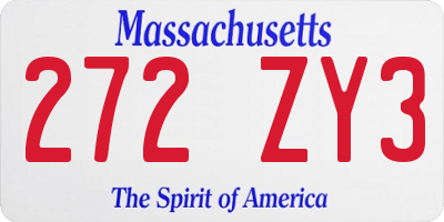 MA license plate 272ZY3