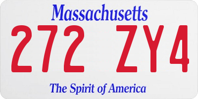 MA license plate 272ZY4