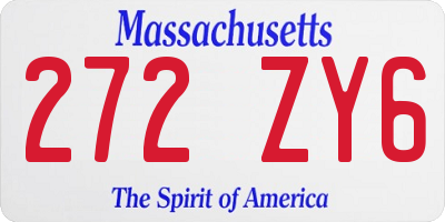MA license plate 272ZY6