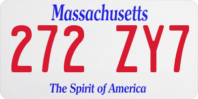 MA license plate 272ZY7