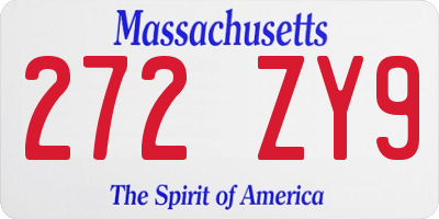 MA license plate 272ZY9
