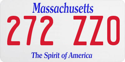 MA license plate 272ZZ0