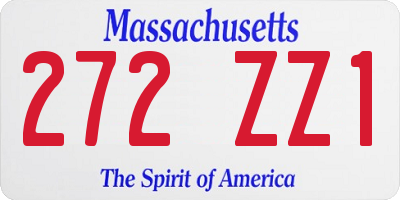 MA license plate 272ZZ1