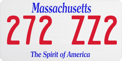 MA license plate 272ZZ2