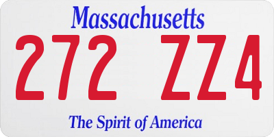 MA license plate 272ZZ4