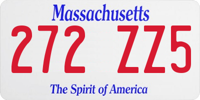 MA license plate 272ZZ5