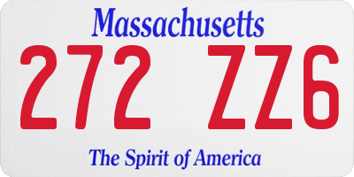 MA license plate 272ZZ6