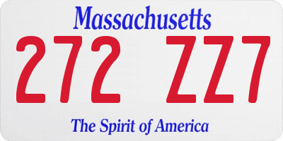 MA license plate 272ZZ7