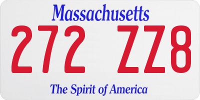 MA license plate 272ZZ8