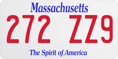 MA license plate 272ZZ9