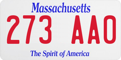 MA license plate 273AA0