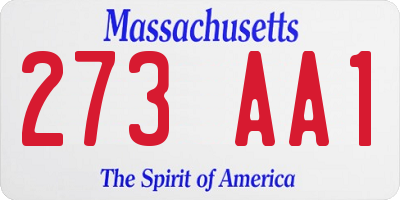 MA license plate 273AA1