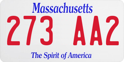 MA license plate 273AA2