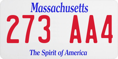 MA license plate 273AA4