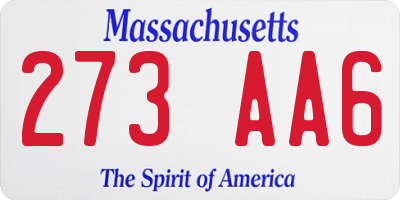 MA license plate 273AA6